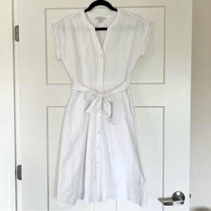 Esprit White Eyelet Midi Dress 100% Cotton Size 4